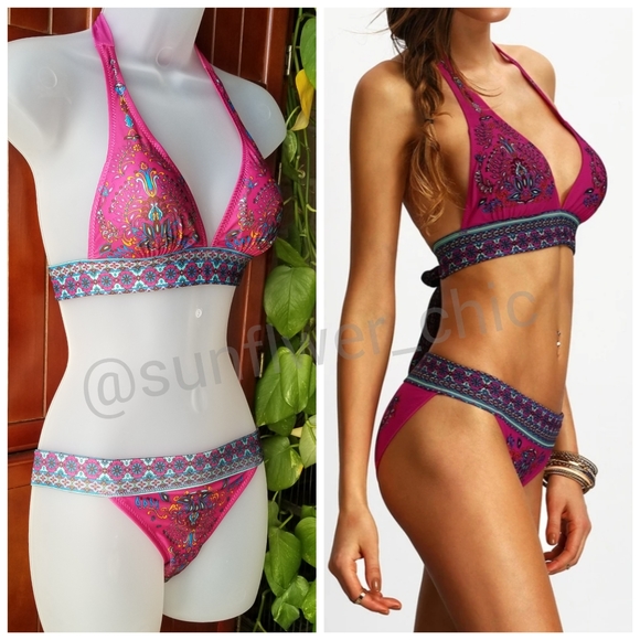 🆕️NEW Tribal/Boho Print Halter Bikini - Picture 5 of 13